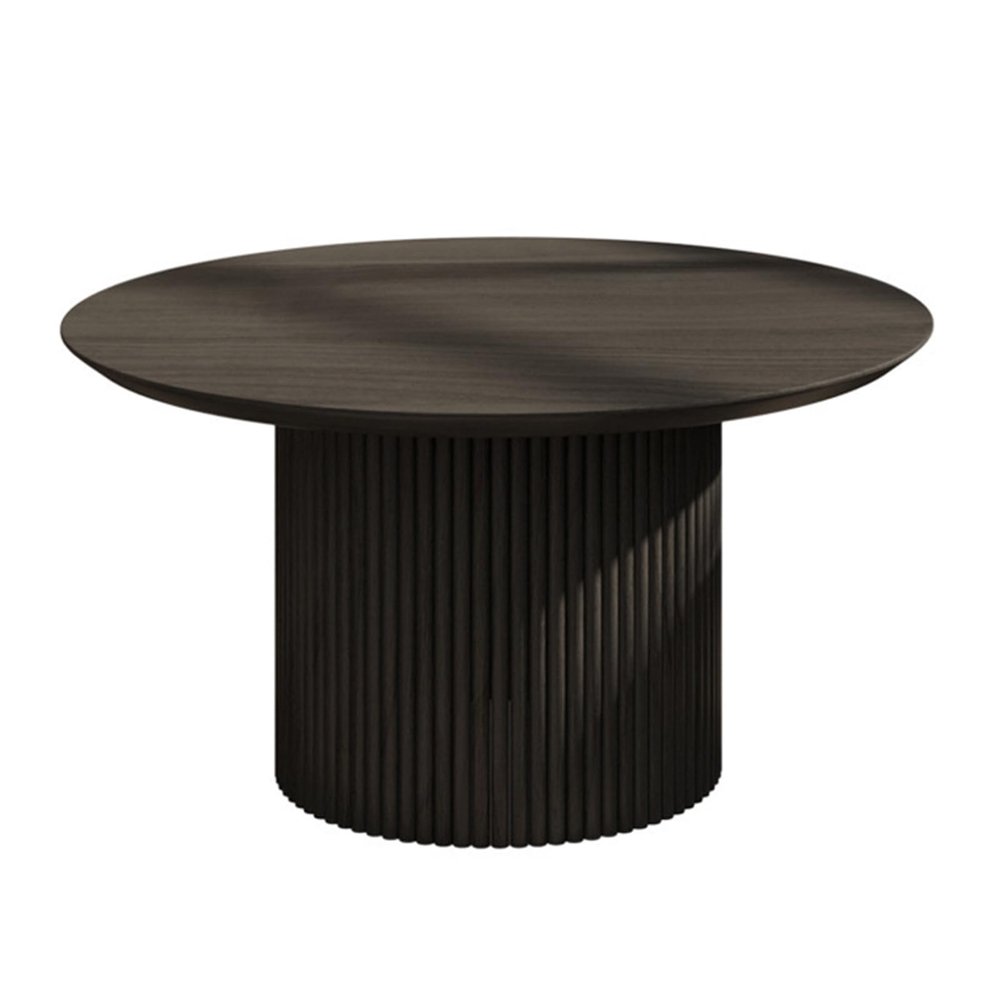 SUZEPER Round Wood Dining Table for 1 to 4, Modern Kitchen Table with Wooden Pedestal Base, Mid Century Circular Tabletop for Leisure Coffee Table Furniture(D39.3xH16.5in, Black)