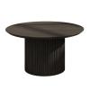 SUZEPER Round Wood Dining Table for 1 to 4, Modern Kitchen Table with Wooden Pedestal Base, Mid Century Circular Tabletop for Leisure Coffee Table Furniture(D39.3xH16.5in, Black) view 1