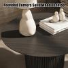 SUZEPER Round Wood Dining Table for 1 to 4, Modern Kitchen Table with Wooden Pedestal Base, Mid Century Circular Tabletop for Leisure Coffee Table Furniture(D39.3xH16.5in, Black) view 3