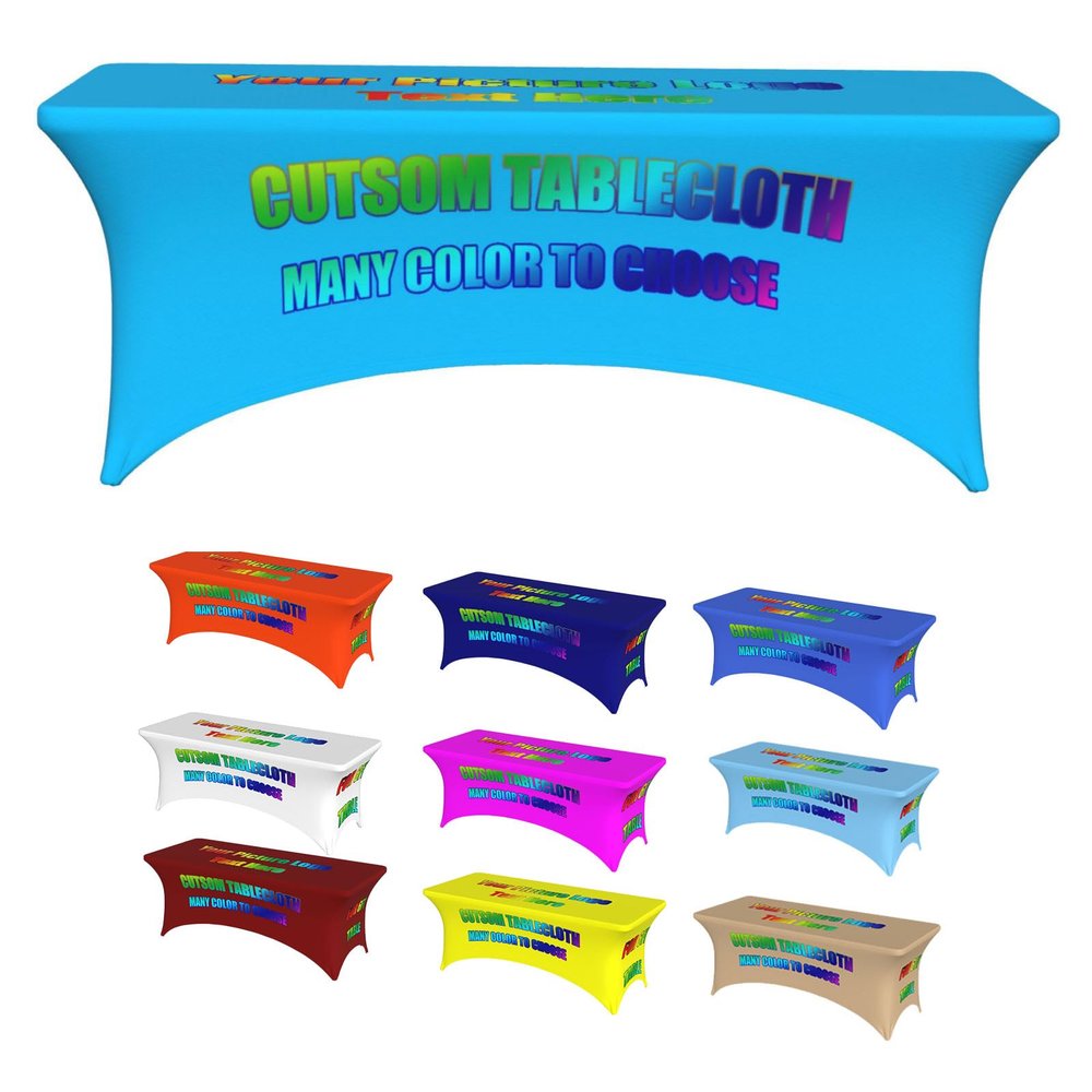 AEKSCOH Custom Spandex Table Covers 6ft Stretch Rectangle Table Cloth Add Your Photo Logo Text Personalized Tablecloth Style05