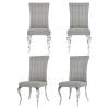 Anewsun Silver Boucle Dining Chairs Set of 4, Modern Upholstered High Back Gray Kitchen Dining Chairs with Thick Cushions Chrome Stainless Steel Polished Legs, Loads 500lbs for Kitchen Dining Room view 1
