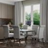 Anewsun Silver Boucle Dining Chairs Set of 4, Modern Upholstered High Back Gray Kitchen Dining Chairs with Thick Cushions Chrome Stainless Steel Polished Legs, Loads 500lbs for Kitchen Dining Room view 2
