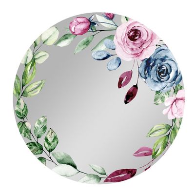 ADFLTFC Locker Mirror for School and Office, Floral Printed Mirror Durable Shatterproof Mirror, Strong Acrylic Mirror for Locker for Bathroom Household Refrigerator(R)