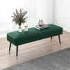 End of Bed Bench, Indoor Corner Upholstered Entryway Shoe Change Bench with Metal Legs, Modern Faux Leather Cushioned Ottoman Bench for Living Room, Bedroom, Dining Room, Hallway(Dark Green,120x40x43c view 1