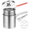 HSHGZSR Deep Fryer Pot Heat Resistant Fryer Pot Stainless Steel Deep Oil Fryer Food Grade Outdoor Cooking Fryer with Strainer Basket and Riveted Handle for Frying Fish Shrimp Chicken Fries (Style 3) view 1