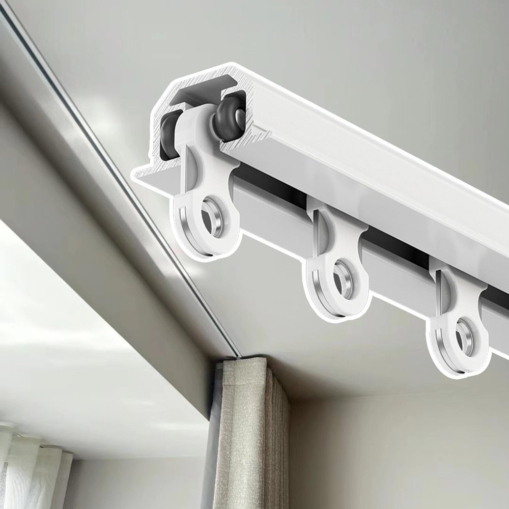 Blazea Heavy Duty Curtain Track Recessed, Ceiling Curtain Track System with Silent Pulleys, 4 5 8 10 11 12 13 15 16 18 20 25 Ft Curtain Rails Room Divider(183cm (6ft))