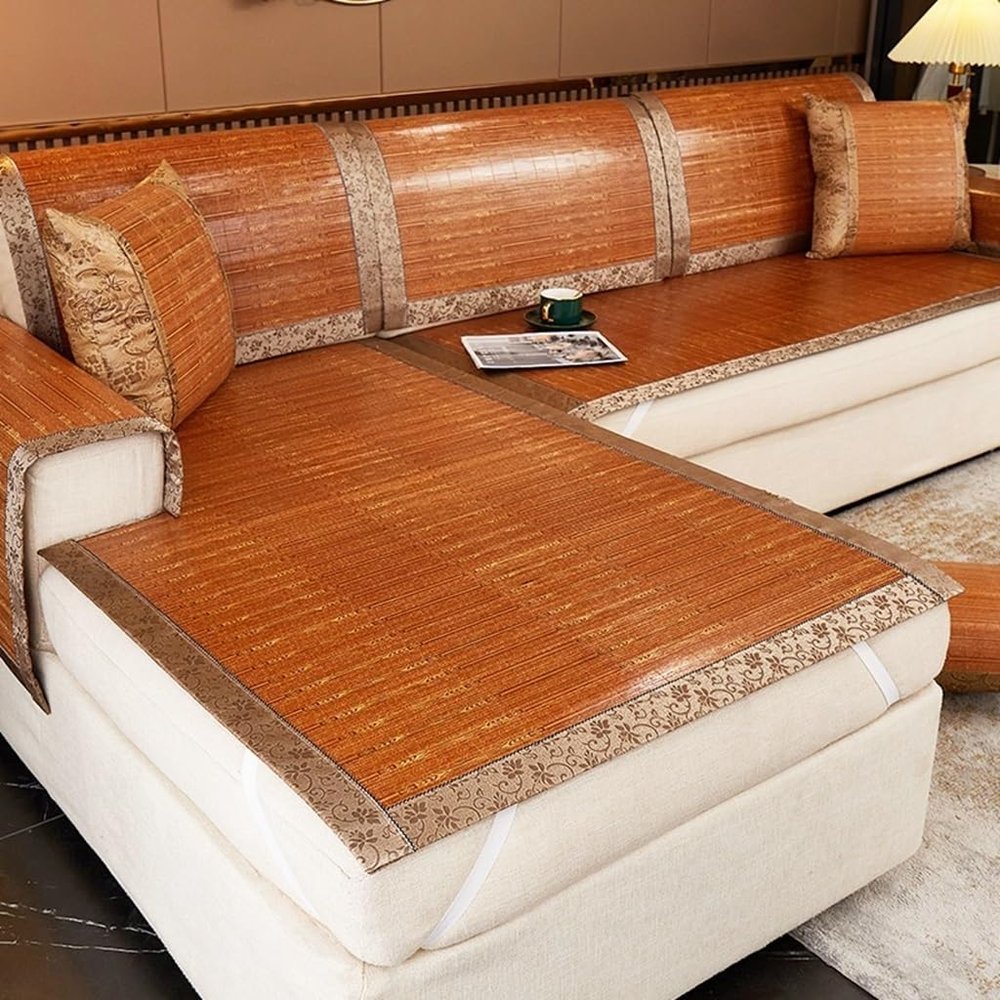 Bamboo mat, sofa cushion, summer cold feeling, ice silk/cool mat, seat cushion, anti slip sofa cover/Expensive yet Good(H,32X63INCH)