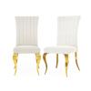 Anewsun White Dining Chairs Set of 2, Modern Upholstered Chairs with Thick Cushions Gold Stainless Steel Polished Legs, Loads 500 LBS for Kitchen Lining Room view 1