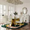 Anewsun White Dining Chairs Set of 2, Modern Upholstered Chairs with Thick Cushions Gold Stainless Steel Polished Legs, Loads 500 LBS for Kitchen Lining Room view 2