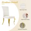 Anewsun White Dining Chairs Set of 2, Modern Upholstered Chairs with Thick Cushions Gold Stainless Steel Polished Legs, Loads 500 LBS for Kitchen Lining Room view 4
