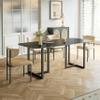63" W Modern Faux Marble Dining Table for 6, Black Rectangle Kitchen Dining Room Table with Black Finish Metal Legs, Heavy Duty Heat Resistant Dinner Table view 1