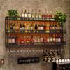 SARKEY Modern Wall Mounted Wine Rack with LED Light, Bar Unit Floating Liquor Shelves with Wine Glass Holder, Multi Functional Display Storage Organizer, for Kitchen Wine Cellar(Black,100x25x90cm) view 2