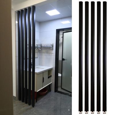 9ft 8ft 7ft 6ft 5ft 4ft 3ft 2ft Tall Room Divider Column Black, 1 Post / 2 Posts / 5 Posts Space Partition Wall - Cabinet To Ceiling / Floor To Ceiling, Separation Scree(Pack of 5,185cm/6.1ft/72.8" Hi