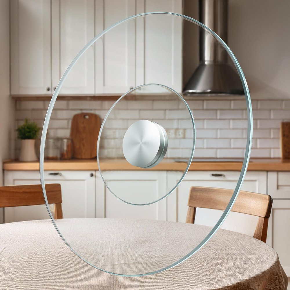 27" Glass Lazy Susan for Dining Table - Tempered Glass Round Clear Tabletop Large Rotating Tray, Silent & Smooth Spin (27inch/70cm)