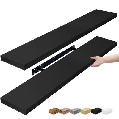 Sorbus Floating Shelves for Wall - 35 Inch Long Bathroom Shelves, Wall Decor for Bedroom, Kitchen, Living Room & Book Storage - Mounted Floating Shelf with Invisible Brackets (Black, 2 Pack)