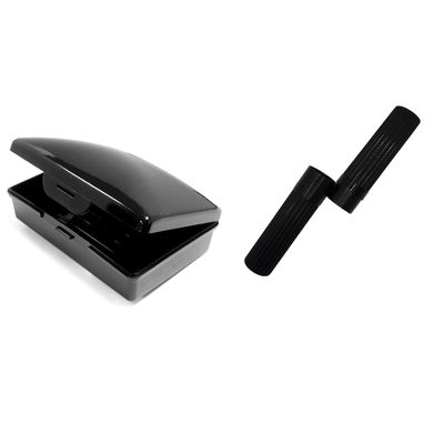 American Comb Black Toothbrush Covers & Soap Box Set - Matching Colors - Tooth Brush Cover Cap, Soap Dish Travel, Soap Dish Holder Travel - Plastic Portable Set with Cover