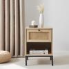 Hearth & Harbor Night Stand, 1-Drawer Bedside Table for Bedroom Storage, Bedroom Essentials, Wood Rattan Nightstand, Living Room Side Table, Modern End Table, Bedroom Furniture - 1 Piece, Natural view 1