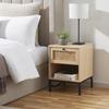 Hearth & Harbor Night Stand, 1-Drawer Bedside Table for Bedroom Storage, Bedroom Essentials, Wood Rattan Nightstand, Living Room Side Table, Modern End Table, Bedroom Furniture - 1 Piece, Natural view 2