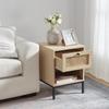 Hearth & Harbor Night Stand, 1-Drawer Bedside Table for Bedroom Storage, Bedroom Essentials, Wood Rattan Nightstand, Living Room Side Table, Modern End Table, Bedroom Furniture - 1 Piece, Natural view 3