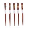 5-Pair Set of Red Sandalwood Chopsticks, Grooved Pattern, and Reusable, Ideal for Cooking and Eating view 1