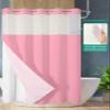 ALAGEO Shower Curtain with Snap-in Fabric Liner Set Pink No Hook Shower Curtain with Mesh Top Window Solid Color Shower Curtains Waterproof 72x96 view 2