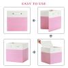 FinishingBo 13 x 13 Inch Fine Linen Storage Bins with HandlesFabric Cube BoxsBasket Organizers for Shelves for Home, Closet Drawers (White/Pink-6 Pack) view 4