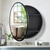 Movo 26 Inch x 26 Inch Round Circle Black Aluminuml Framed Bathroom Mirror Medicine Cabinet, Circular Storage Cabinet Surface Mounted Black view 1