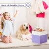 FinishingBo 13 x 13 Inch Fine Linen Storage Bins with HandlesFabric Cube BoxsBasket Organizers for Shelves for Home, Closet Drawers (White/Purple-6 Pack) view 2
