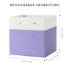 FinishingBo 13 x 13 Inch Fine Linen Storage Bins with HandlesFabric Cube BoxsBasket Organizers for Shelves for Home, Closet Drawers (White/Purple-6 Pack) view 3