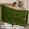 4 Pcs Army Green Cabana Stripe Large Bath Towels 35"x70" Oversized Bath Sheet Soft Breathable Jumbo Bathroom Towels Highly Absorbent Shower Towel Quick Dry Beach Chair Towel Spa Gym Hotel Towel Set view 4