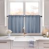 HOMEIDEAS Non-See-Through Stone Blue Privacy Sheer Kitchen Curtains, 30 X 24 Inches Long 2 Panels Short Sheer Curtains Light Filtering Bathroom Window Drapes for Bedroom Living Room view 1