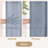 HOMEIDEAS Non-See-Through Stone Blue Privacy Sheer Kitchen Curtains, 30 X 24 Inches Long 2 Panels Short Sheer Curtains Light Filtering Bathroom Window Drapes for Bedroom Living Room view 2