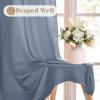 HOMEIDEAS Non-See-Through Stone Blue Privacy Sheer Kitchen Curtains, 30 X 24 Inches Long 2 Panels Short Sheer Curtains Light Filtering Bathroom Window Drapes for Bedroom Living Room view 4
