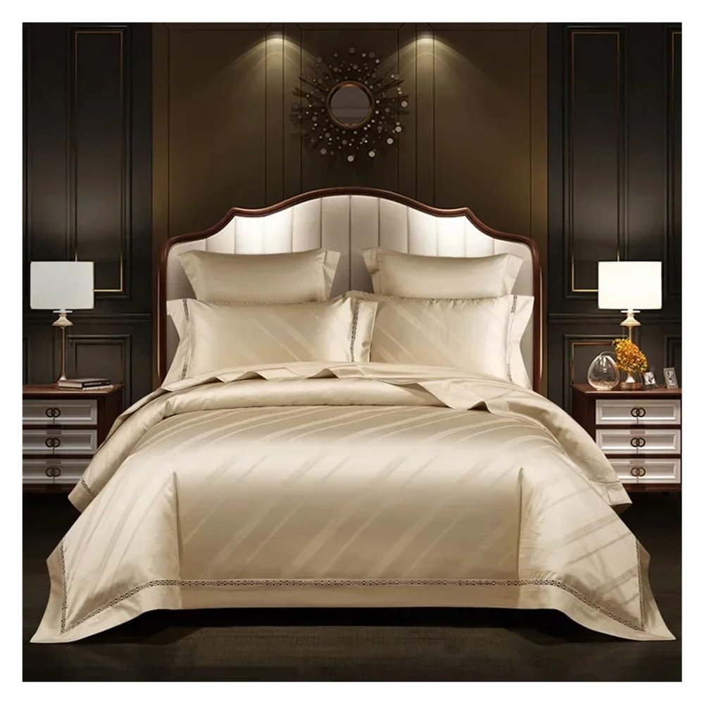 GLAMDIA Cotton Jacquard Queen King Bedding Set Bed cover egyptian Cotton Bedsheet Duvet Cover 4pcs Bed set,Bed, MM-102