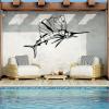 Swordfish Metal Wall Art, Metal Fish Wall Art, Abstract Marlin Minimalist Line Art, Swordfish Wall Decor, Nautical Metal Wall Art, Minimalist Line Art, Metal Wall Art for Living Room (Gold, 53" x36"|135x90cm) view 3