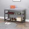 KaBuea Entryway Shoe Bench Storage Bench End of Bed Bench Entryway Shoe Rack Simple Wrought Iron Frame, The Shoe-Changing Stool(Size:100 * 33 * 43cm,Color:Black+Gray) view 2