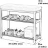 KaBuea Entryway Shoe Bench Storage Bench End of Bed Bench Entryway Shoe Rack Simple Wrought Iron Frame, The Shoe-Changing Stool(Size:100 * 33 * 43cm,Color:Black+Gray) view 3