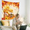 QGHOT Fall Tapestry Wall Hanging Autumn Photo Backdrop Rustic Orange Wood Tapestry Tree Maple Leaf Pumpkin Nature Landscape Country Tapestries for Bedroom Room Thanksgiving Decor (59.1"x51.2") view 3