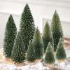 9Pcs Mini Christmas Trees Christmas Decor Artificial Christmas Decorations with 4 Sizes, Christmas Tree Bottle Brush Trees Christmas Table Decorations (Dark Green Two-Tone) view 1