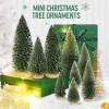 9Pcs Mini Christmas Trees Christmas Decor Artificial Christmas Decorations with 4 Sizes, Christmas Tree Bottle Brush Trees Christmas Table Decorations (Dark Green Two-Tone) view 2