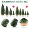 9Pcs Mini Christmas Trees Christmas Decor Artificial Christmas Decorations with 4 Sizes, Christmas Tree Bottle Brush Trees Christmas Table Decorations (Dark Green Two-Tone) view 3