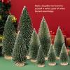 9Pcs Mini Christmas Trees Christmas Decor Artificial Christmas Decorations with 4 Sizes, Christmas Tree Bottle Brush Trees Christmas Table Decorations (Dark Green Two-Tone) view 4
