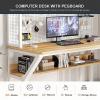 Home Office Computer Desk With Hutch,gaming Desk With Pegboard,large Pc Table Computer Desk With Shelves,study Writing Table Workstation For Home Office,stainless Steel Frame(47.2", White black) view 3