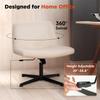 Criss Cross Chair,Stylish and Ergonomic Task Chair for Home Office and Vanity Makeup Room - Low Back, Armless, Cute Design, Sponge Cushion, Height Adjustable (Beige) view 4