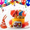 ALINK 12 Pack Construction Cone Cups with Straws, 10 oz Race Car Traffic Cones Party Favor Cups, Construction Traffic Theme Racing Car Hotwheels Birthday Party Supplies view 4