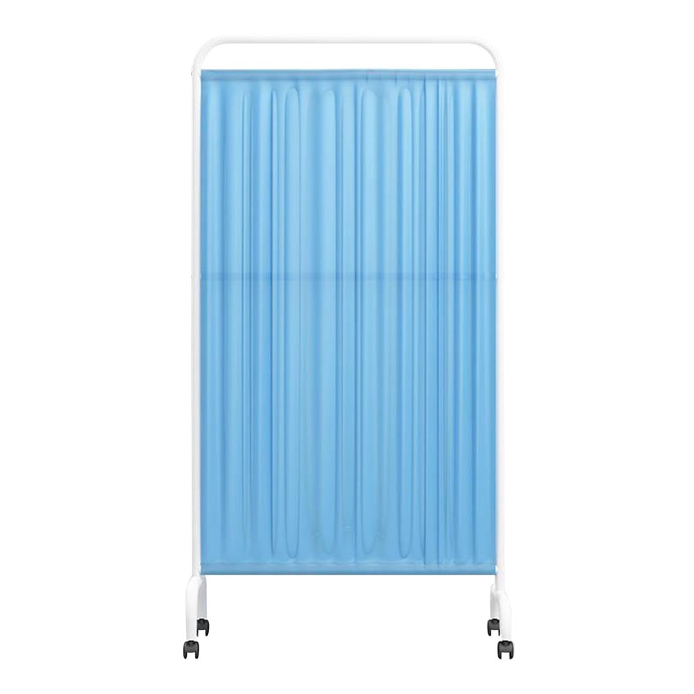 SUZEPER Rolling Room Divider, Folding Partition Privacy Screens, Freestanding Fabric Room Panel, Portable Folding Wall Divider for Office, Room,Restaurant, Hospital(2-Panel, White+Blue)