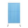 SUZEPER Rolling Room Divider, Folding Partition Privacy Screens, Freestanding Fabric Room Panel, Portable Folding Wall Divider for Office, Room,Restaurant, Hospital(2-Panel, White+Blue) view 1