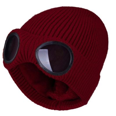 HUIFACAI Ski Goggle Crochet Hat Ski Hat with Goggles Winter Knitted Hat Party Halloween Costume Party Hat