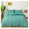 YUSIWOAL Cotton Solid Color Ripple Cut Floral King Size Bedding Set,Bedding Duvet Cover Set(Bianco,Queen) view 4