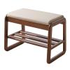 SUZEPER Entrance Shoe Bench with Cushion, 2-Tier Long Wooden Shoe Rack, Mid-Century Modern Storage End of Bed Bench for Hallway Bedroom(L55cm(21.6in), Walnut) view 1